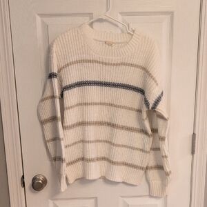 Hem & Thread Striped Crew Neck Sweater - Cream, Grey, Tan